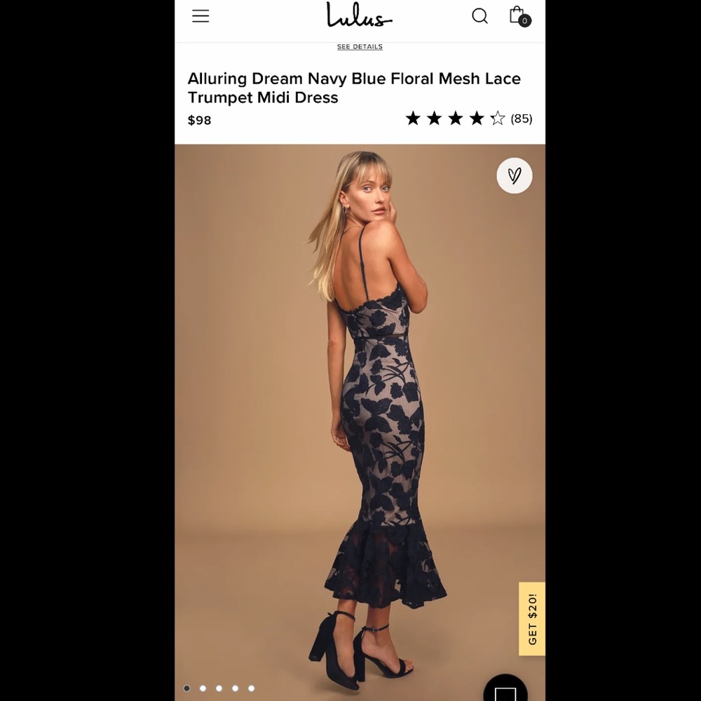 Lulus Navy Blue Lace Trumpet Midi Dress